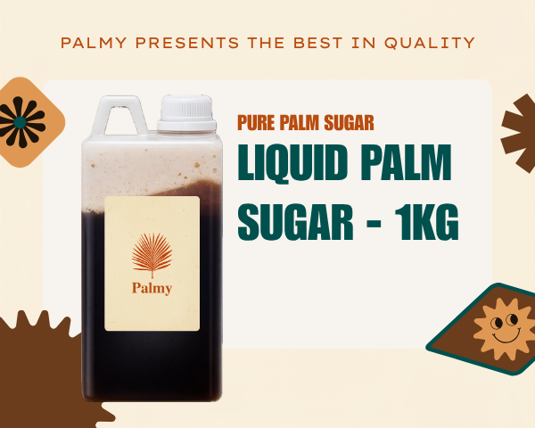 Gula Cair — thick dark brown liquid aren sugar syrup in HDPE food-grade container